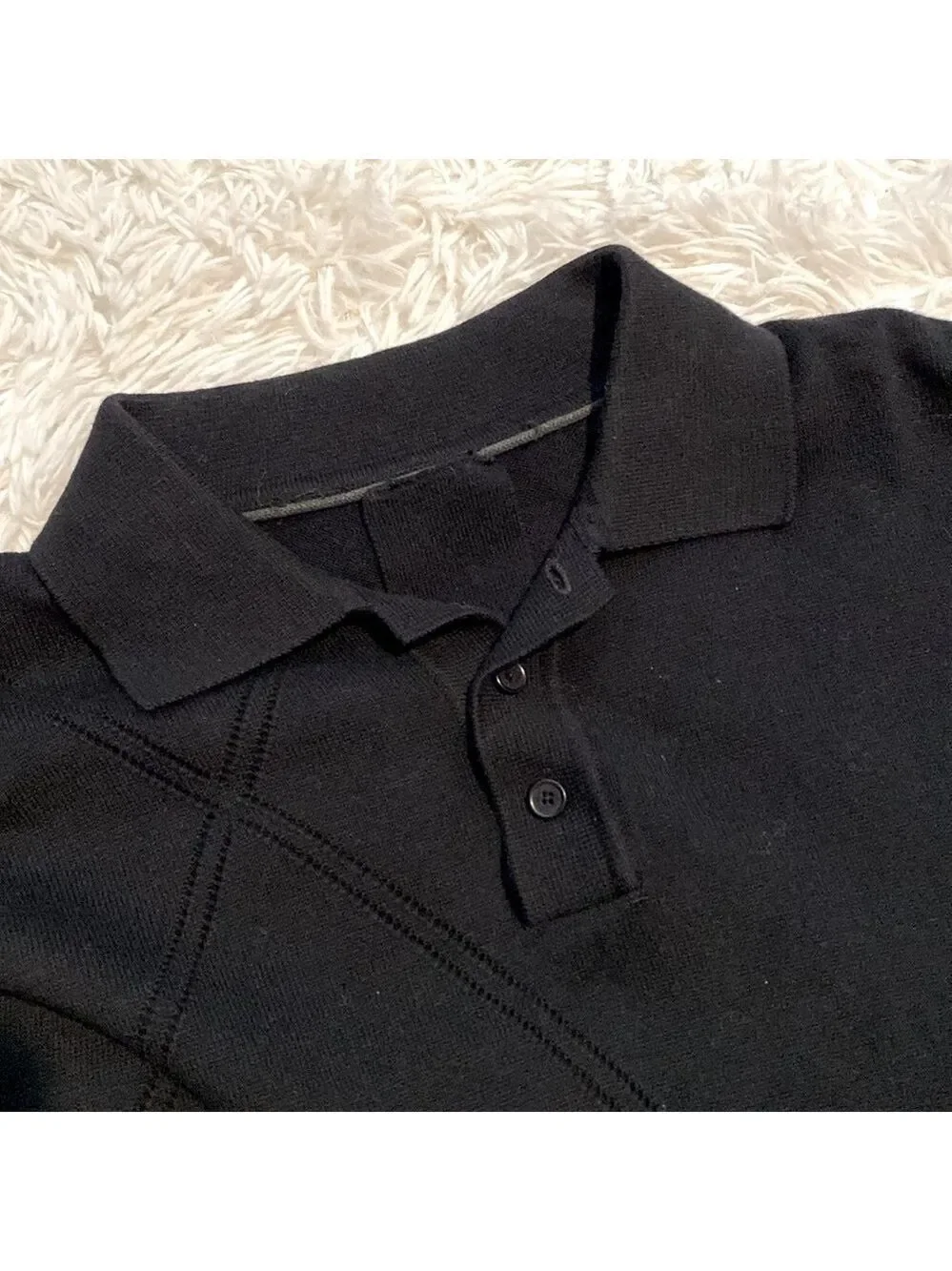 Kangol vintage Y2K black knit collared bowler sweater